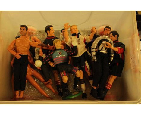 One box of loose Action Man and football related large scale action figures