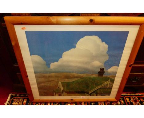 Brent Wong (New Zealand b.1945) - Building with green roof and clouds, lithograph, 57 x 61cmCondition report: Unlimited editi