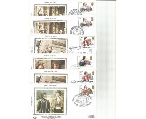 10 Benham Silk First Day Covers Famous Authors Including Charlotte Bronte, George Elliot And Mrs Gaskell And Christmas 1980-1