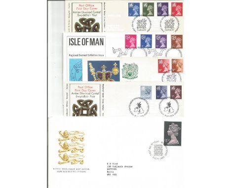 9 x Definitive First Day Covers inc Isle Of Man, Scotland, Northern Ireland And Wales. Good condition. We combine postage on 