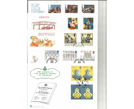 10 Various Stuart First Day Covers inc Patients' Tale, V.E Day 50th Anniversary, Queen's Award To Industry And Battle Of Edge