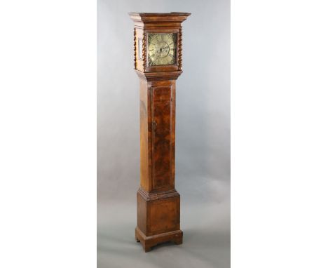 Richard Keyte of Wittney. An early 18th century walnut eight day longcase clock, with moulded cornice, barley twist framed do