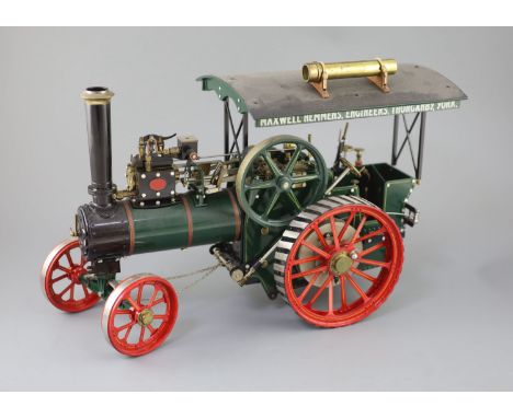 A Maxwell Hemmens Precision Steam Models agricultural traction engine, with green and red paintwork, 18in. with original asse