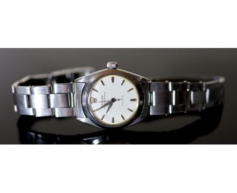 A gentleman's 1960's stainless steel mid size Rolex Oyster Speedking Precision manual wind wrist watch, with baton numerals, 