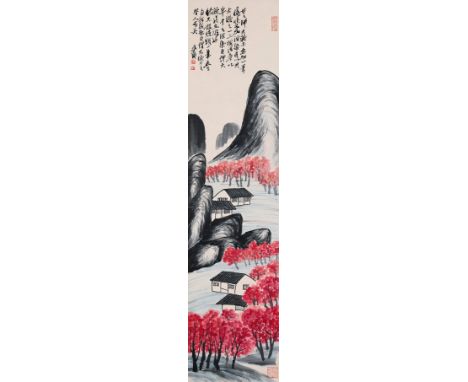 A Chinese Scroll Painting By Qi Baishi 140 x 33cm 20th Century