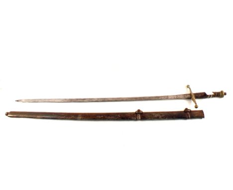 A Scottish GRV Officers sword in its metal scabbard