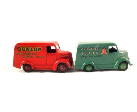 Two unboxed Dinky Trojan vans, 450 Chivers and 451 Dunlop