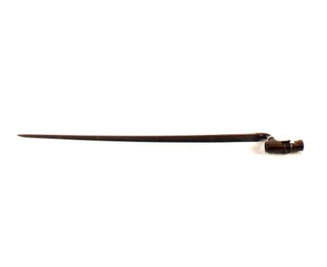 A British model 1876 Martini Henry bayonet marked 10/85 (ring missing)