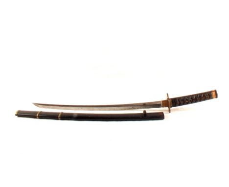 A 19th Century Japanese Wakizashi sword, approx 29" overall with a 21" blade, with its scabbard
