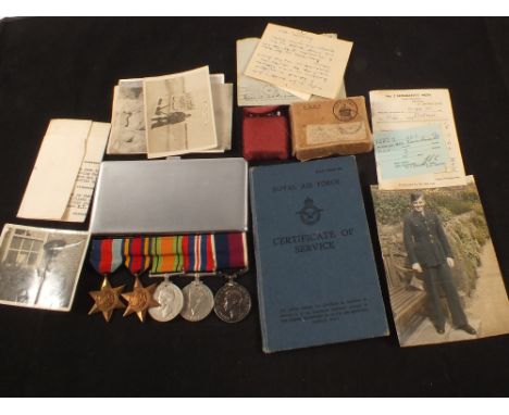 RAF WWII 1939-45 Star, Burma Star, Defence and War medal with RAF GRVI Long Service medal, documents, photos, presentation ci