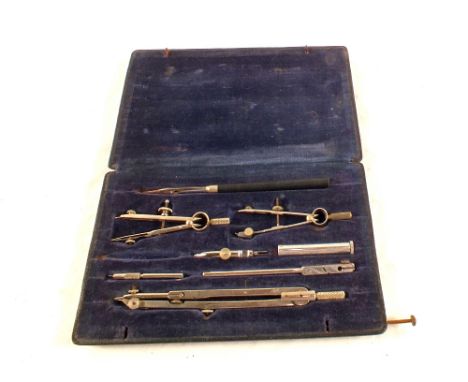A broad arrow marked drawing set, in case