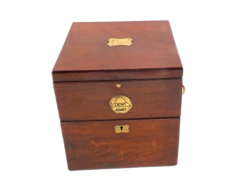 An extremely rare eight day marine chronometer by 'Dent' of London, numbered 45467, the label inside the top of the box dates