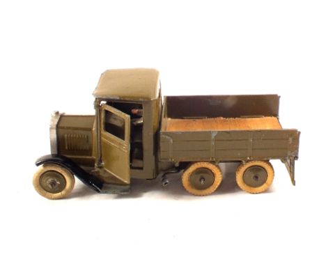 Britains 1335 Army lorry six wheeled tipper with driver, black mudguards