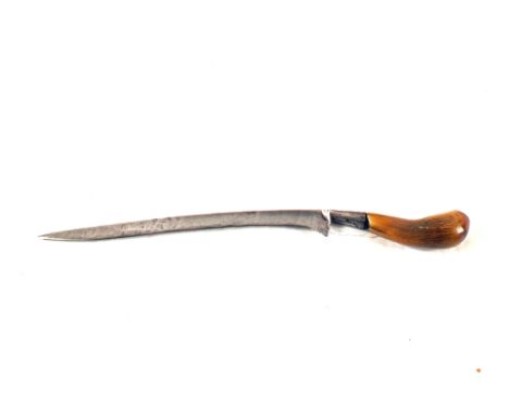 A 19th Century 'Khyber Style Knife' with horn grips (no scabbard)