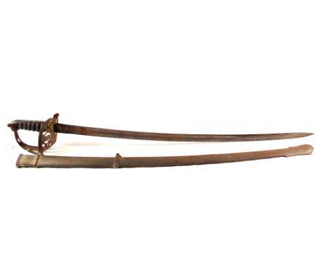 An 1827 model Victorian rifle Officers sword with scabbard