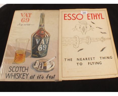 Leonard Mitchell original advertising artwork, Esso Ethyl, Lilliput, VAT 69 and J Lyons