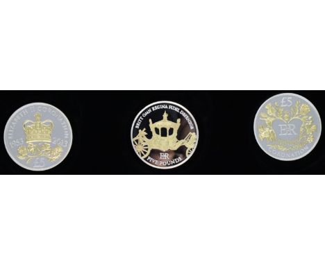 2013 Coronation Jubilee three coin silver £5 set, limited edition number 43 of 495, boxed with certificate. P&amp;P Group 1 (