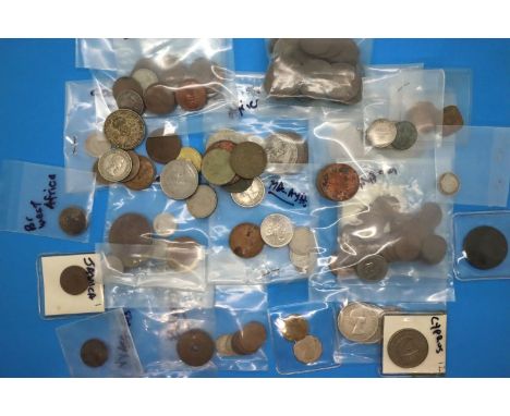 A collection of British Territory coins, including Hong Kong, British East Africa, Canada and Australia, mostly Elizabeth II.