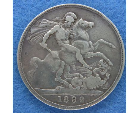 1892 Queen Victoria silver crown. P&amp;P Group 1 (£14+VAT for the first lot and £1+VAT for subsequent lots) 