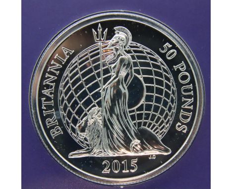 2015 Britannia Design uncirculated 999 fine silver £50. P&amp;P Group 1 (£14+VAT for the first lot and £1+VAT for subsequent 