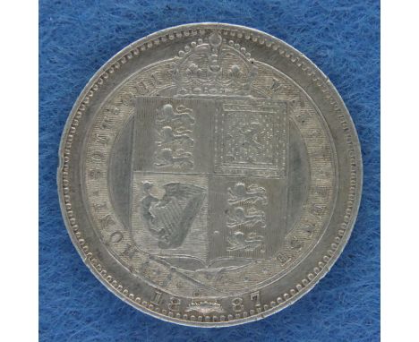 1887 silver shilling of Queen Victoria, withdrawn year. P&amp;P Group 1 (£14+VAT for the first lot and £1+VAT for subsequent 