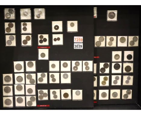 Coins of the Iberian Peninsula, Greece and Turkey. All mounted in sleeves onto two boards. P&amp;P Group 1 (£14+VAT for the f