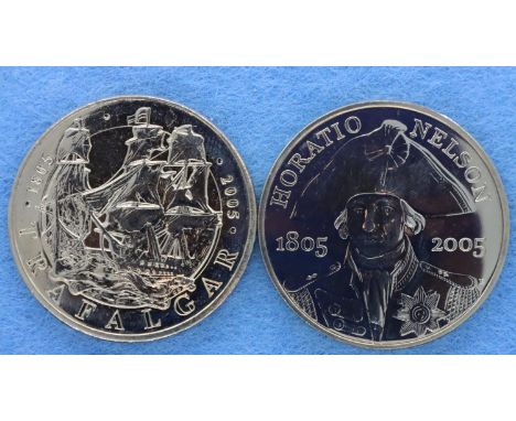 £5 coins depicting The Battle of Trafalgar. P&amp;P Group 1 (£14+VAT for the first lot and £1+VAT for subsequent lots) 