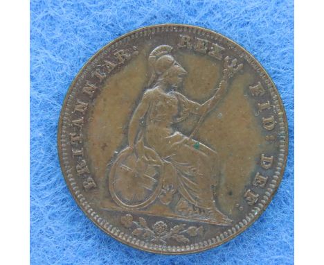 1837 copper farthing of William IV. P&amp;P Group 1 (£14+VAT for the first lot and £1+VAT for subsequent lots) 