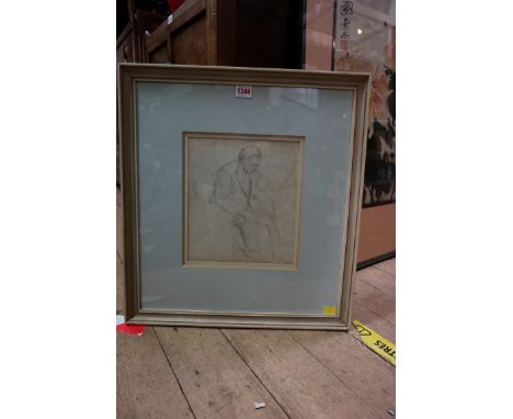 Barnett Freedman, self portrait seated, unsigned, pencil, 25.5 x 22cm.Provenance: from the estate of Vincent Freedman, son of