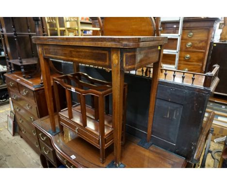 A George III mahogany and inlaid card table,&nbsp;81cm wide.&nbsp; 