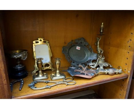 A mixed group of metalware, to include: a Orivit Art Nouveau pewter dish, 29.5cm wide. 