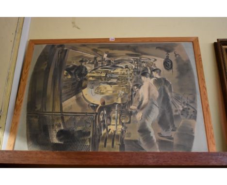 Barnett Freedman, '15 inch Gun Turret, HMS Repulse', colour lithograph, 73 x 100cm.Provenance: from the estate of Vincent Fre