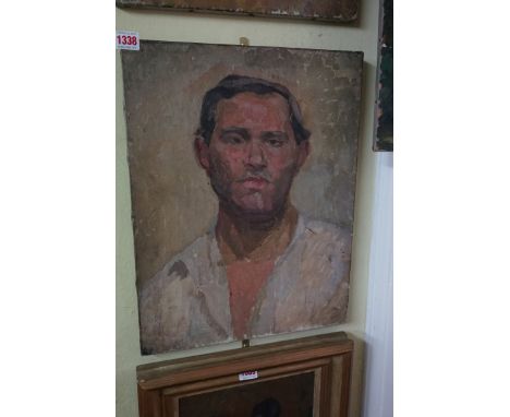 Barnett Freedman, head and shoulders portrait of a lady and gentleman, possibly the artist's parents, unsigned, oil on canvas