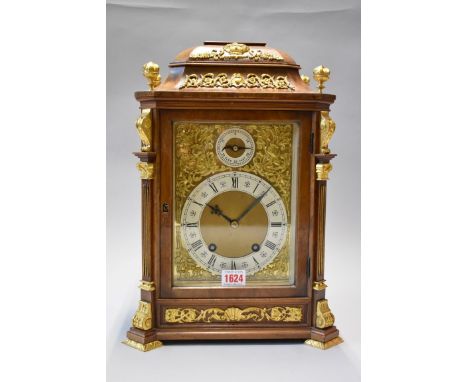 A good Lenzkirch walnut and gilt metal mounted bracket clock,&nbsp;circa 1880,&nbsp;striking on two gongs, the movement numbe