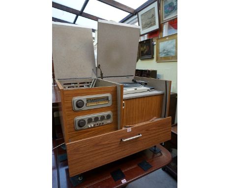 A vintage radiogram, with Quad 'MC/S' tuner; Quad 'Acoustical' pre-amp; and 'The Quad II' amplifier, serial no.50908.