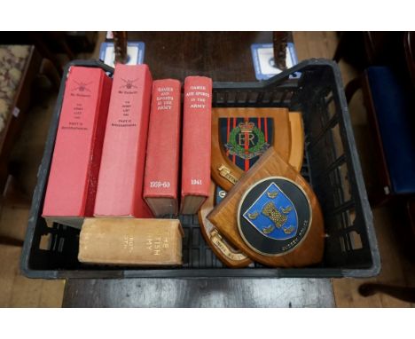 Four regimental shields;&nbsp;together with five army publications. 