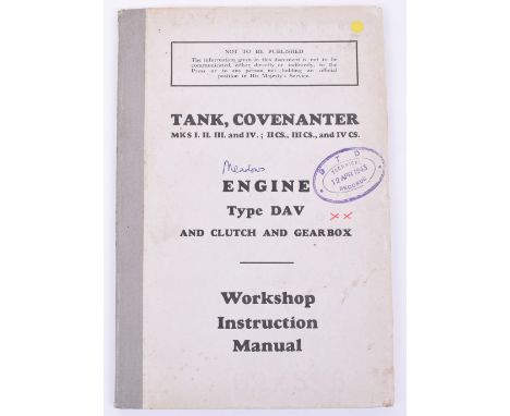 Tank Covenanter Mks I, II,III, & IV Etc., Engine Type Dav, Clutch & Gearbox. Engine manual. 