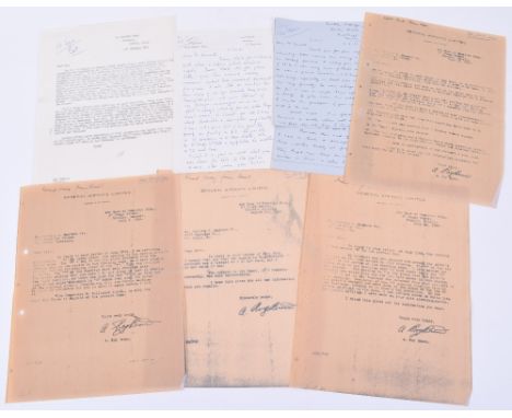 Letters of Albert Ball Interest, three letters, one handwritten from a Pilot in 20 Squadron referring to Ball (1961), another