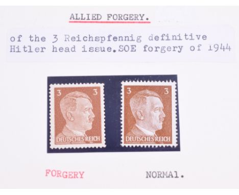 Rare Special Operations Executive (S.O.E) Forged Adolf Hitler Head Stamp, interesting forgery of a 3 Reichspfennig stamp prod