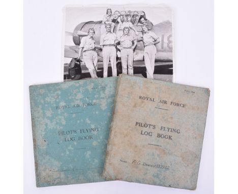 WW2 Royal Air Force Log Book Pair of W/O R G Drew 267 Squadron who flew Supply Drop Missions to Resistance Fighters in Northe