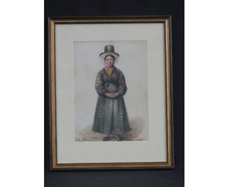 BRITISH SCHOOL, INITIALS S.E.W. (Early 19th Century), portrait of a Welsh lady, 'Kitty Williams, Swansea', watercolours, sign