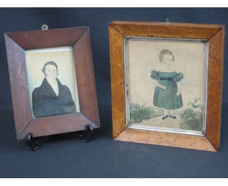 19TH CENTURY BRITISH SCHOOL, portrait miniature of a young girl and portrait miniature of a gentleman, both in watercolours, 