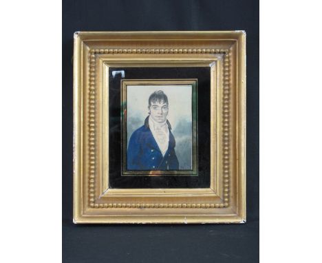 BRITISH SCHOOL (19th Century), portrait of a young gentleman, watercolours. 6" x 5" (15cm x 12cm) CONDITION REPORT: Detailed 