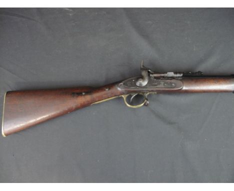 19TH CENTURY BREECH LOADING SNIDER CARBINE having half stock, folding ladder sight, brass trigger guard and but plate. Victor