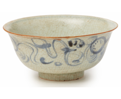 A BLUE AND WHITE PORCELAIN BOWL (6) Early Ming, possibly earlier, according to the inventory 15cm diameter Noted as an intere