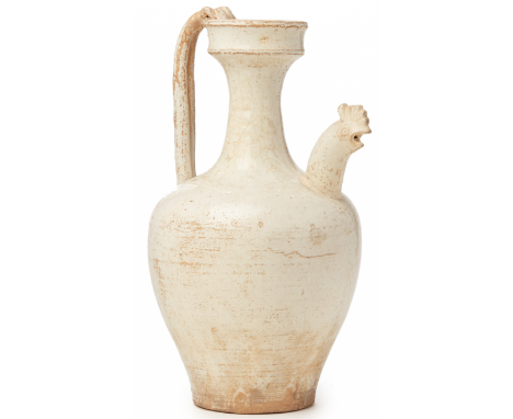 A WHITE GLAZED CHICKEN HEAD EWER Sui Dynasty, according to the inventory The spout formed as a chicken head 33cm high 2kg Pro