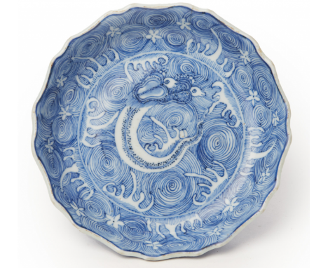 A BLUE AND WHITE PORCELAIN SAUCER DISH Jiajing six character mark within a double circle to base 16cm diameter /&nbsp;280gr P