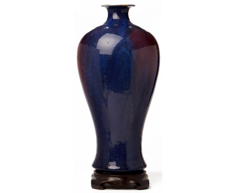 A TALL FLAMBÉ GLAZED MEIPING VASE 19th Century, according to the inventory With everted mouth, covered in a deep blue glaze a