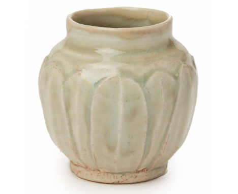 A SMALL 'LOTUS PETAL' CELADON JAR Song Dynasty or later, according to the inventory 9cm high 230g Provenance: From Tang House