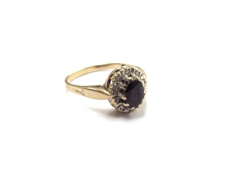 A 9ct gold sapphire and diamond ring. Size L, 2g 